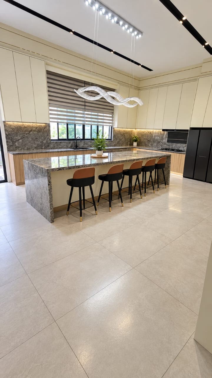 Modern kitchen tile floor for SlipCare kitchen anti-slip treatment